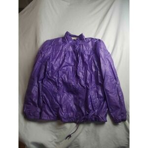 Vintage Windy Weather Jacket Windbreaker Womens Medium Purple Nylon 80s Snap